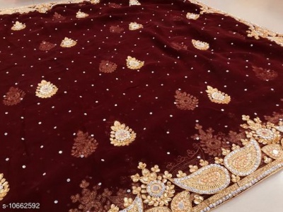 Heavy Embroidered and Embellished Georgette Silk Saree with Shining Stone Work   