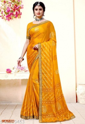 beautiful Foil Printed Saree with unstithced blouse piece                       
