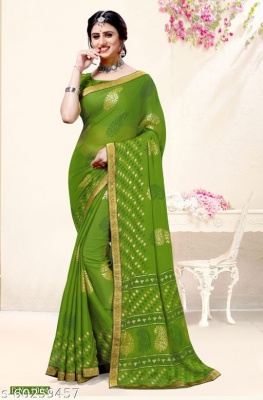 beautiful Foil Printed Saree with unstithced blouse piece               