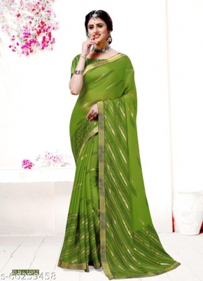beautiful Foil Printed Saree with unstithced blouse piece                 