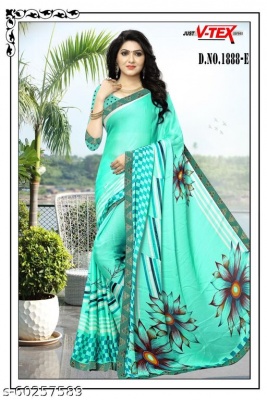 Chiffon fabric printed Saree with unstithced blouse piece           